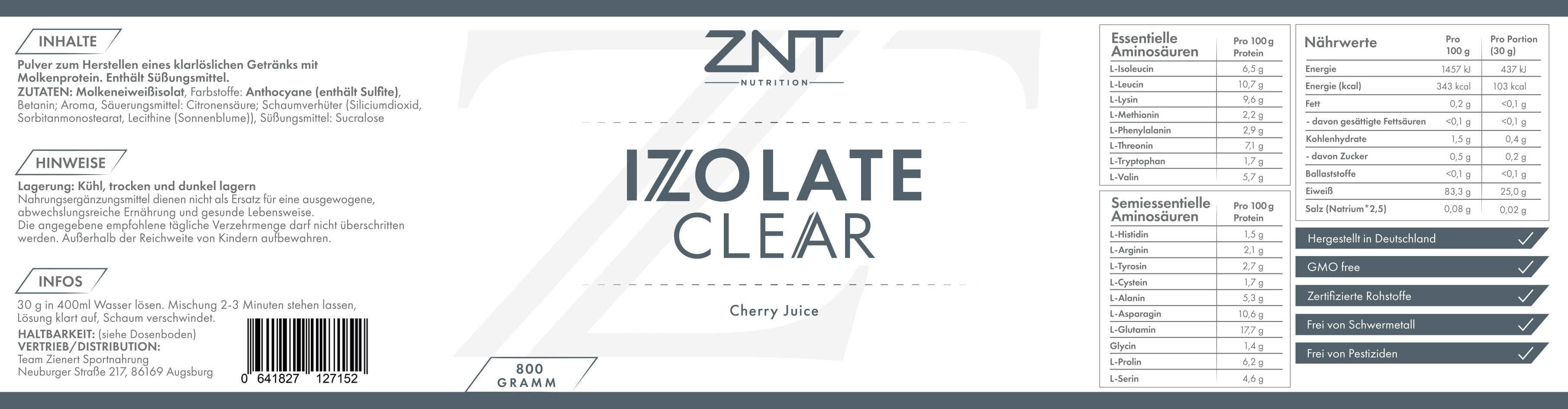 IZOLATE CLEAR - ZNT Nutrition