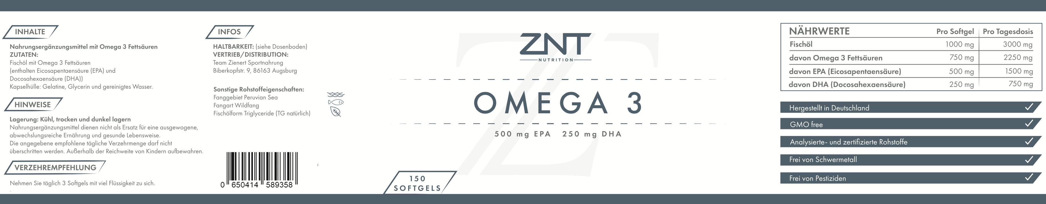 Omega 3 Softgels - ZNT Nutrition