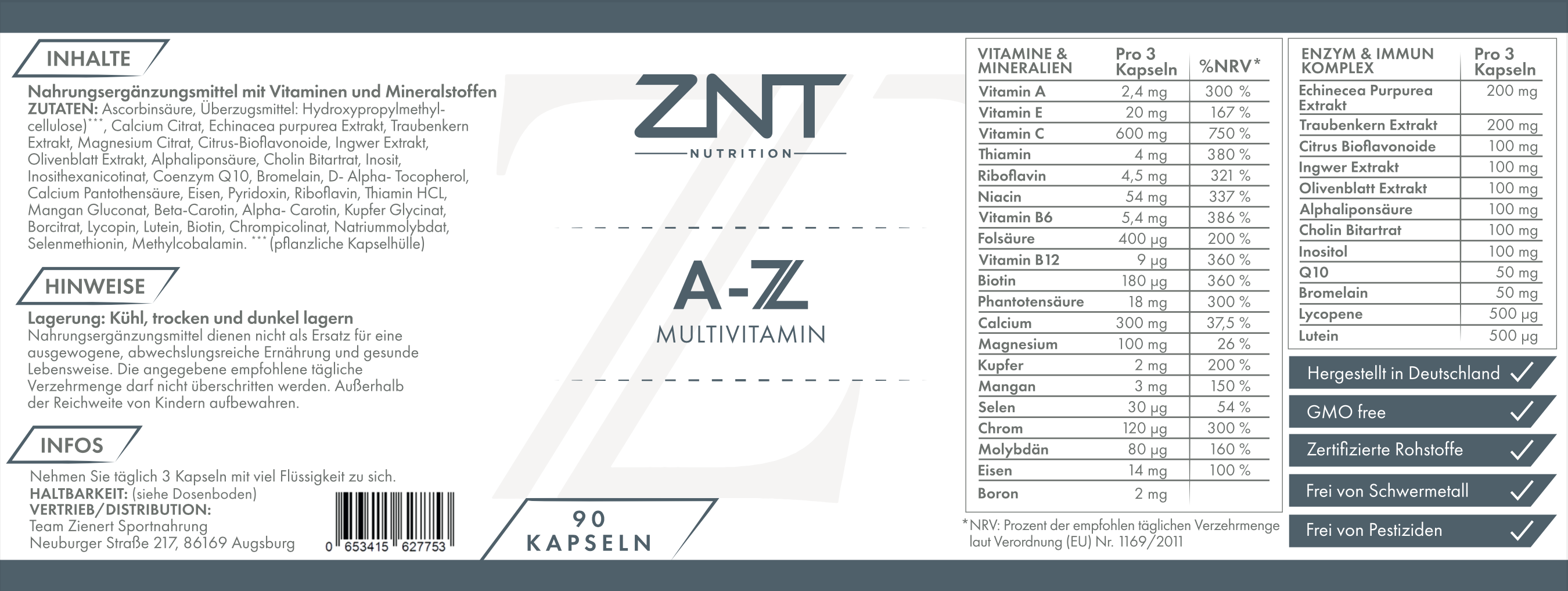 A-Z Multivitamin - ZNT Nutrition