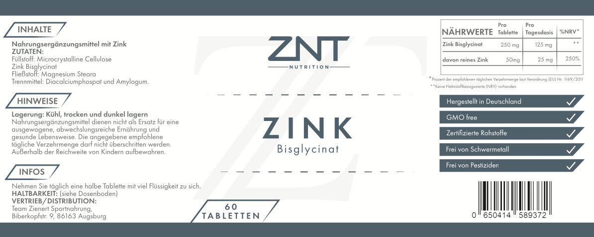 Zink Bisglycinat - ZNT Nutrition