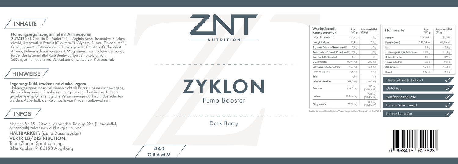 Zyklon Pump Booster - ZNT Nutrition